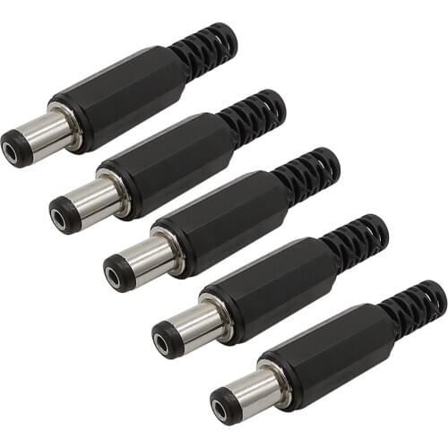 5/10Pcs DC 5.5mmx2.1mm DC Power Male Plug Socket Outlet Connector 5.5*2.1 Electrical Socket Solder Wire Adapter 5.5x2.1 DC Plugs