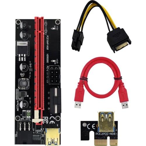 5PCS TISHRIC 3 IN 1 PCI E Riser 009 009S Mining Riser Card USB 3.0 SATA to 6pin Adapter Video Card Extension Cable VER009