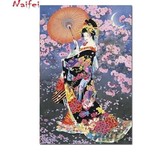 5D DIY square round diamond painting cross stitch Japanese geisha Art Kimono Woman rhinestone embroidery crafts