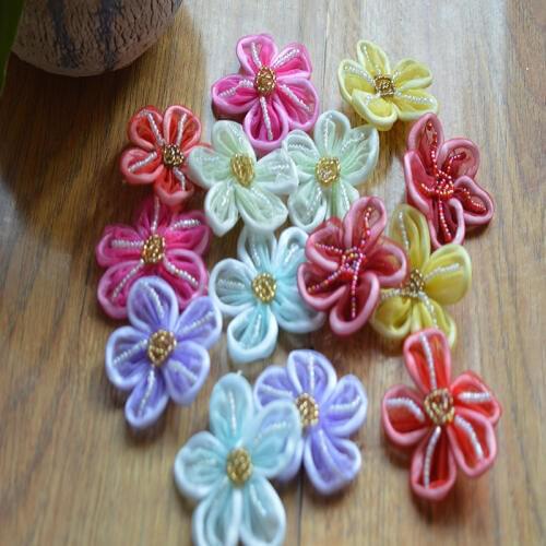 6pcs/lot) New Arrival Beautiful Wedding Dress Decorated 7 color 3D Organza Flower Applique Sew On Lace Patches 16071009