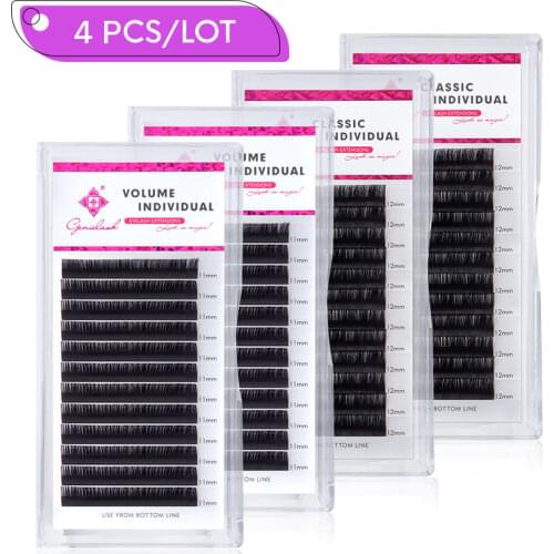Genielash 4pcs/lot false mink individual eyelash extension for building lashes premium professional volume eyelash extension