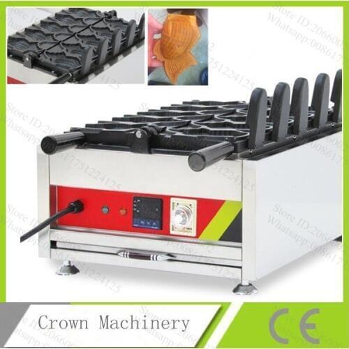 Non-stick surface Digital Open mouth ice cream taiyaki gold fish waffle machine, 5pcs fish waffle maker