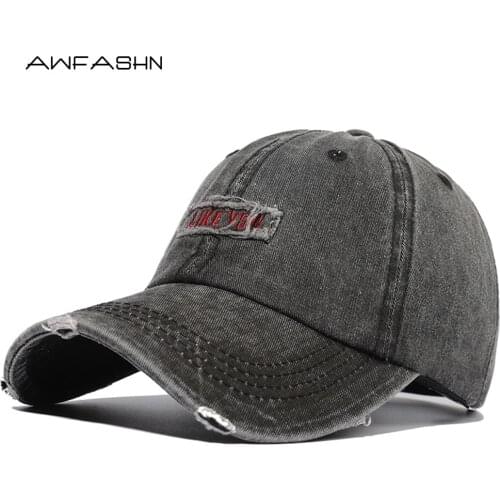 2021 New Washed Broken Hole Letter Embroidery Baseball Cap Summer Mens Cap Retro Womens Cap Sports Sunshade Adjustable Cotton