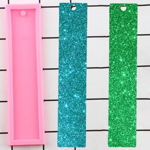 Shiny Rectangle Bookmarks Silicone Mold Resin Craft Custom Keychain Moulds DIY Pendant Charms Making Jewelry Mould