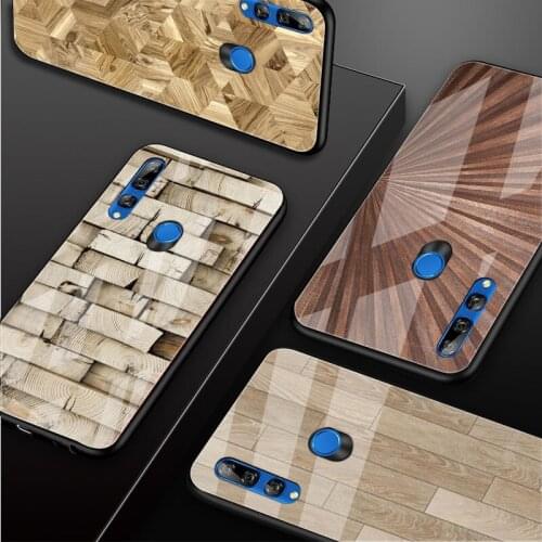 Texture wood Pattern Tempered Glass Phone Case For Huawei honor 8X 9 10i 20i 20Lite 20Pro 30 Pro Cover Shell