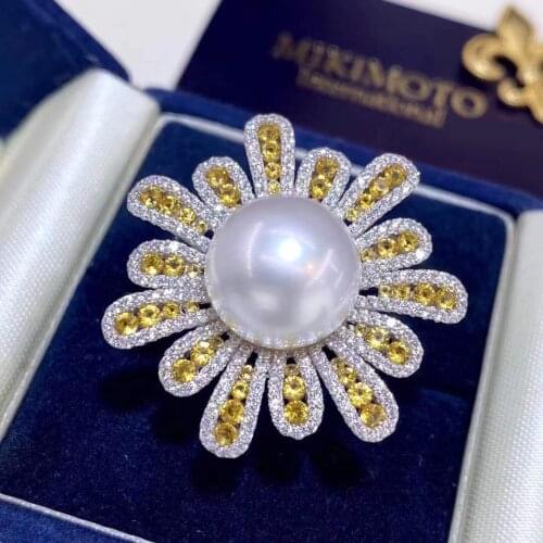 D712 Pearl Pendant Fine Jewelry 12-13mm Natural Fresh Water White Pearls Rings for Women Presents