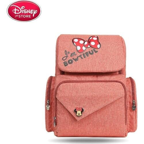 Disney Minnie Mickey diaper bag cartoon backpack mother bag multifunctional large capacity baby outing bottle insulation handbag