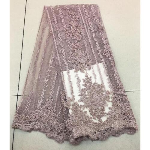 Pink African French Lace Fabric High Quality African Tulle Lace Fabric For Wedding Beaded French Lace Fabric RF25771