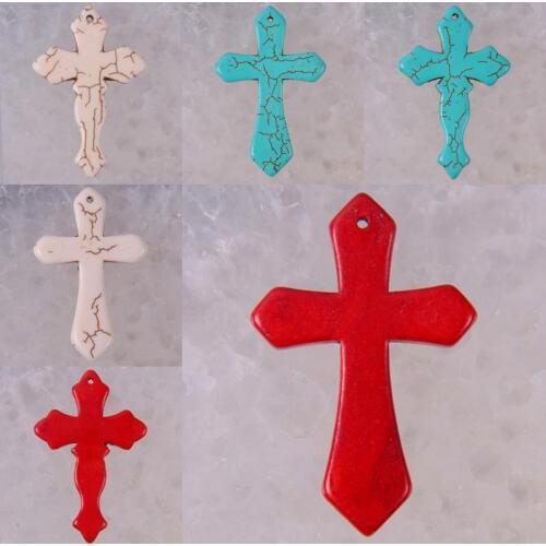 Howlite Cross GEM Pendant Jewelry Loose Bead S001-S006