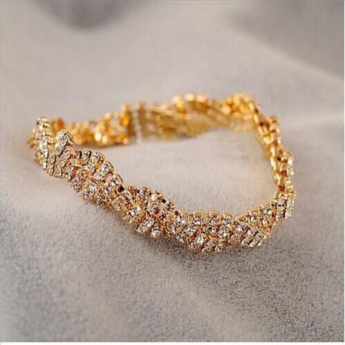 Korean jewelry full Crystal shiny slim bracelet for female wild Personality chain bracelet for women party gift