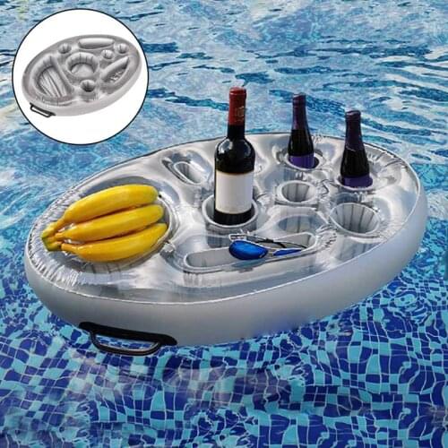 Summer Party Beer Cup Holder Inflatable Pool Float Juice Drinking Snack Table Bar Tray Beach Swimming Pool Access Water Sports