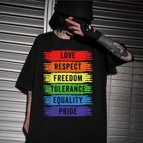 LGBT Pride T Shirt Love Respect Freedom Tolerance Equlity Pride T-Shirt Short Sleeve T Shirt