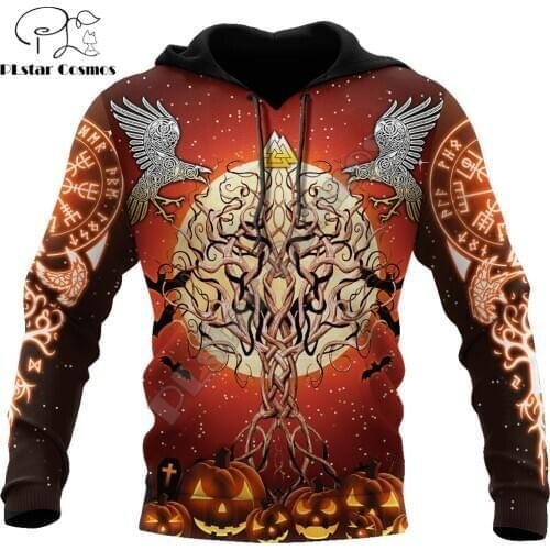 Viking Halloween - Tree Of Life with Raven 3D Printed Fashion Hoodies Men Sweatshirt Unisex Zip Pullover Casual Jacket Tracksuit