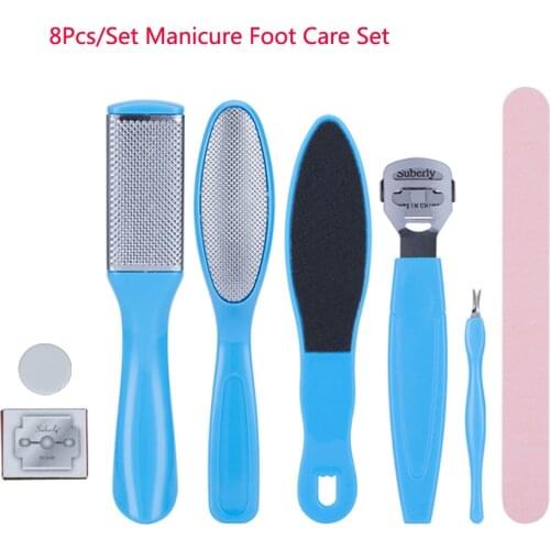 8Pcs/Set Professional Foot Care Kit Pedicure Tools Set Stainless Steel Foot Rasp Foot Dead Skin Remover Clean Toenail Care Kit