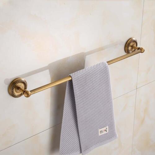 40/50cm Wall Mounted Towel Holder Antique Brass Bathroom Single Pole Bar Towel Clothes Hanger Shelf Storage Rack Bath Hardware
