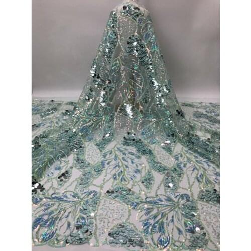 Nigerian Mesh Lace Fabrics ZH-426684 African Sequins Lace Fabric High Quality French Tulle Lace Fabirc