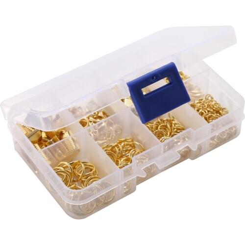 556pcs Gold Color Open Jump Ring End Caps Clasp Hook Pins Charms For DIY Jewelry Making Accessories