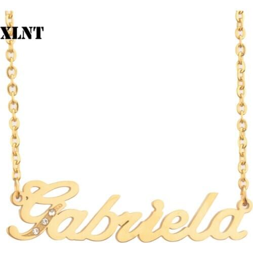 XLNT Gabriela Name Necklace Fashion Stainless Steel Personalized Custom Name Neckalce For Women Men Handmade Customized Jewelry