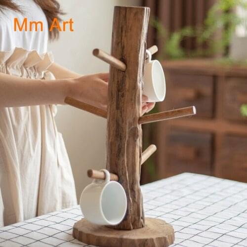 Solid Wood Household Water Cup Holder Draining Rack Creative Coffee Cup Holder Wooden