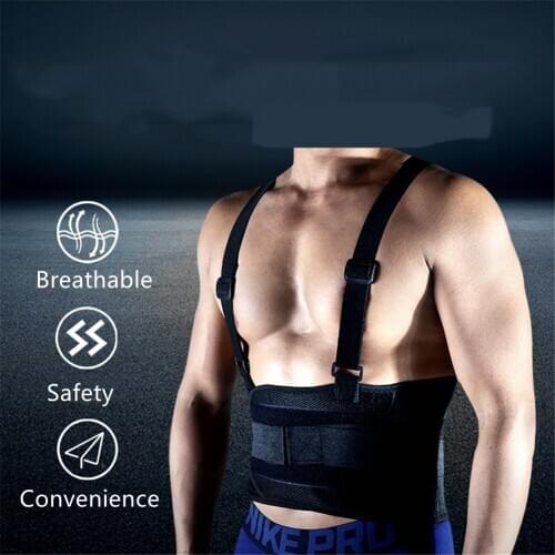 Waist Protecter Lumbar Brace Support Belt with Suspender for Gym Weightlifting Dumbbells Training and Football Basketball Sports