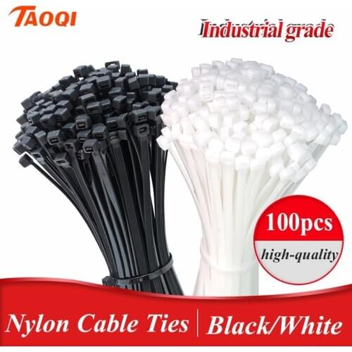 Self-locking plastic nylon tie 100PCS/bag black Zip wraps strap nylon cable tie set 3*100 fastening ring 3X200 Loop Wire Wrap