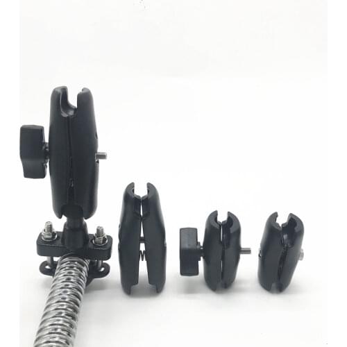 Motorcycle Ballhead Double Socket Arm Handlebar Rail Rods U-Bolt Clamp Mounting Base for Gopro GPS work