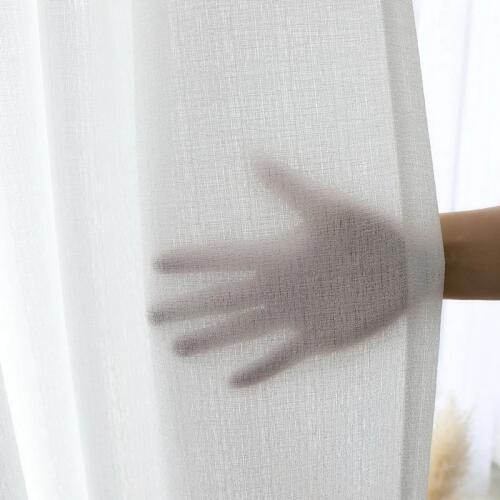 Modern Thick Linen Cotton Sheer Curtains For Living Room Bedroom Kitchen Window Treatments Ready Made White Voile Curtain M047#4