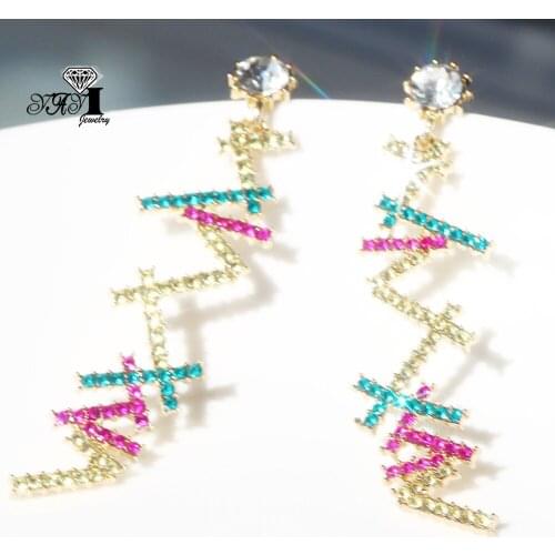 YaYi Jewelry Multi Glass Flower Dangle Women Ancient Gold Color Wear Ear Band Tassel Wedding Stud Drop Hoop Clip Earrings