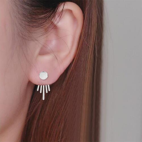 SMJEL 2017 New Fashion Simple Geometric Tassel Ear Jacket Earrings Round Stud Earrings Women Engagement Gift Party Brincos S159