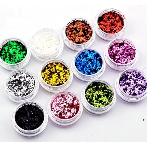 15% 3D Acrylic Nail Kit Tools 12Bottles/set Nail Glitter Powder Dust Hexagon Shape Nail Art Decorations Manicure Nail Tools