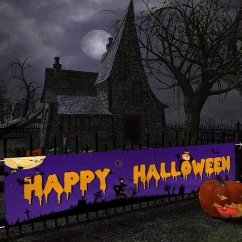 1pcs 45x200cm Latest Happy Halloween Bloody Bat Pumpkin Ghost Print Party Backdrop Hanging Banner Halloween Decoration Party