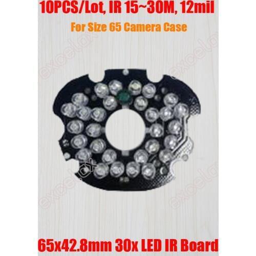 10PCS/Lot 30x LED Board IR 15m~30m 12mil 65mm x 42.8mm PCB Infrared Night Vision for Size IR Bullet CCTV Camera
