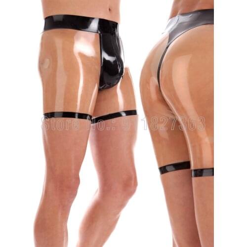 100% Handmade Latex Shorts Rubber transparent color Men Shorts Briefs Three Zipper