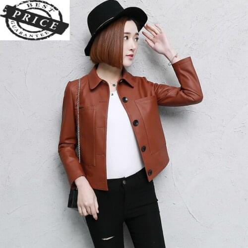 100% Real Sheepskin Coat Female Genuine Leather Jackets Women Short Montone Jacket Plus Size Spring Clothes 2021 LWL1553