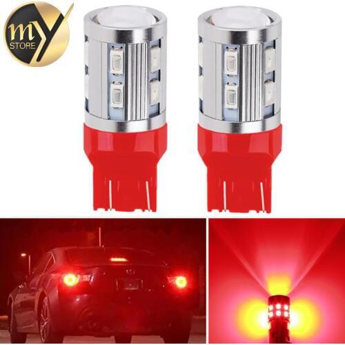 2pcs 7443 7440 Car LED bulbs 12 SMD 5730 W21/5W 5W High power XPE LED lamp Bulbs car light source parking Red