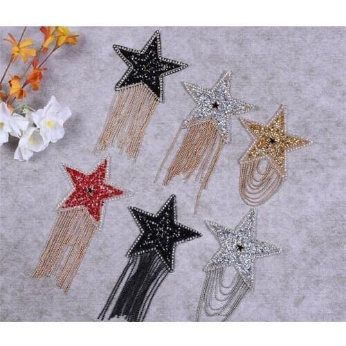 2pcs 8.5cm Star Patches hotfix rhinestone patch iron on rhinestones Crystal applique for children women clothes patch motifs