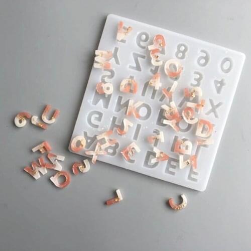 Alphabet Crystal Epoxy Resin Mold English Letters Number Pendant Silicone Mould