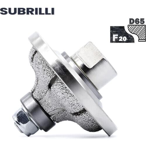 SUBRILLI Vaccum Brazed Diamond Hand Profile Wheel D65 F20 Router Bit Edge Grinder For Marble Granite Stone M14 & 5/8-11 Thread