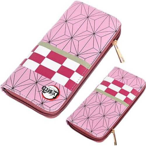 Anime Purse Demon Slayer Nezuko Agatsuma Zenitsu Inosuke Long PU Leather Wallet Kimetsu No Yaiba Long Zipper Coin Card Purse