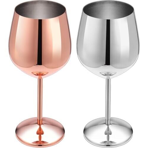Stainless Steel Stemmed Wine Glasses,17 Oz Elegant Wine Glasses Dishwasher Safe Unbreakable Shatterproof SS for Daily,Outdoor