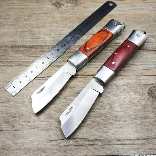 Dropshipping 3Cr13 steel blade pocket folding knife wood outdoor survival knifeUtility knife camping knife