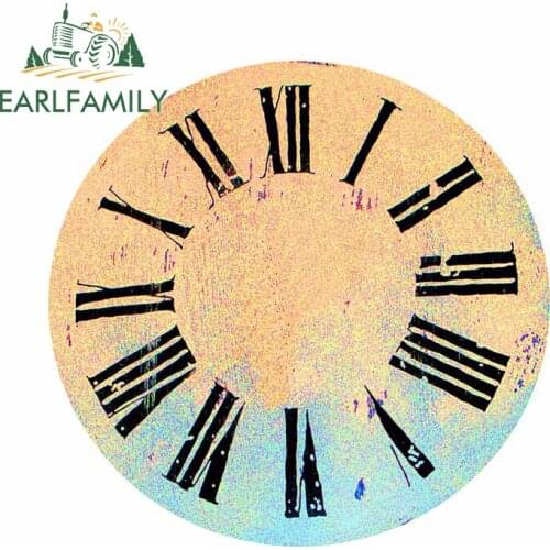 EARLFAMILY 13cm x 12.7cm for Clock Face Roman Numerals Skeleton Driver Decal Surfboard Car Stickers RV Camper Vinyl Car Wrap