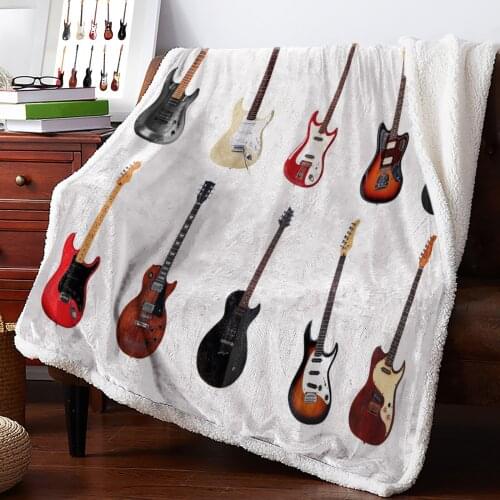 Electric Guitar Music Blanket for Beds Sofa Fleece Throw Blanket Winter Bedclothes Bedspread Cashmere Blanket