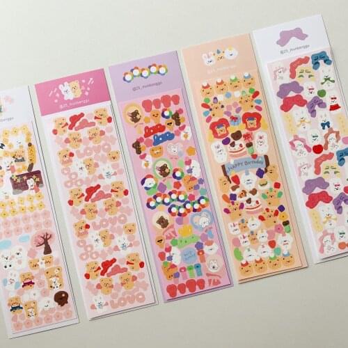 Ins bunny bear bow love glitter laser goo card sticker cute girl star chasing card decoration