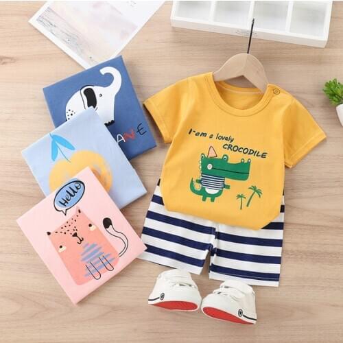 Baby 2 Piece Set Toddler Boys Girls Summer Outfits Cotton T-shirts Shorts Suit For Unisex Kids Short Sleeves Clothing Sets