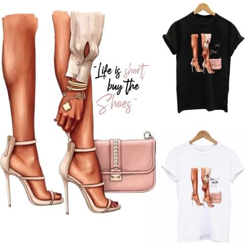 Fashion Girl Thermal Pacthes For Clothes DIY Heat Transfer Iron On Sticker On Clothes Beautiful Legs Lady T-Shirt Appique Decor