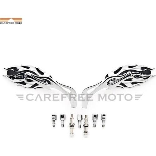 Chrome Flame Motorcycle Mirror Moto Rear View side Mirrors case for Harley Sportster XL Dyna Softail Electra Glide Chopper