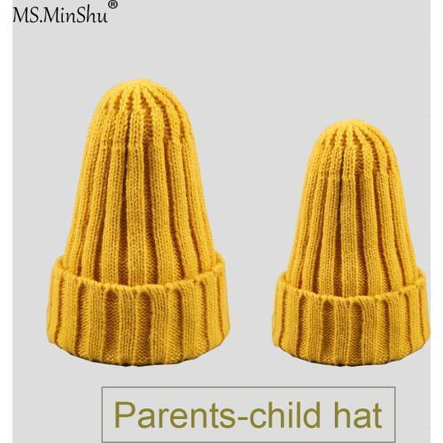 Ms.MinShu Beanies Parent-Child Couple Hat Family Winter Head Warmer Kids Knitted Babies Hats Baby Hat