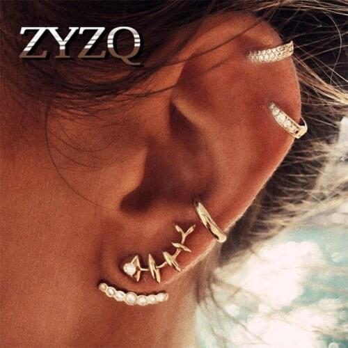 ZYZQ Retro Sun and Moon Ear Clip Set Old-Fashioned Geometric Star Ear Cuffs for Women Birthday Gift Jewelry wholesale