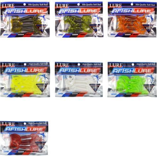Soft Lure Set Fishing Worms Beard Bait Swimbaits Jig Head Fishing Lures 5.4g 104mm 28pcs/lot Heart Tails Soft Baits